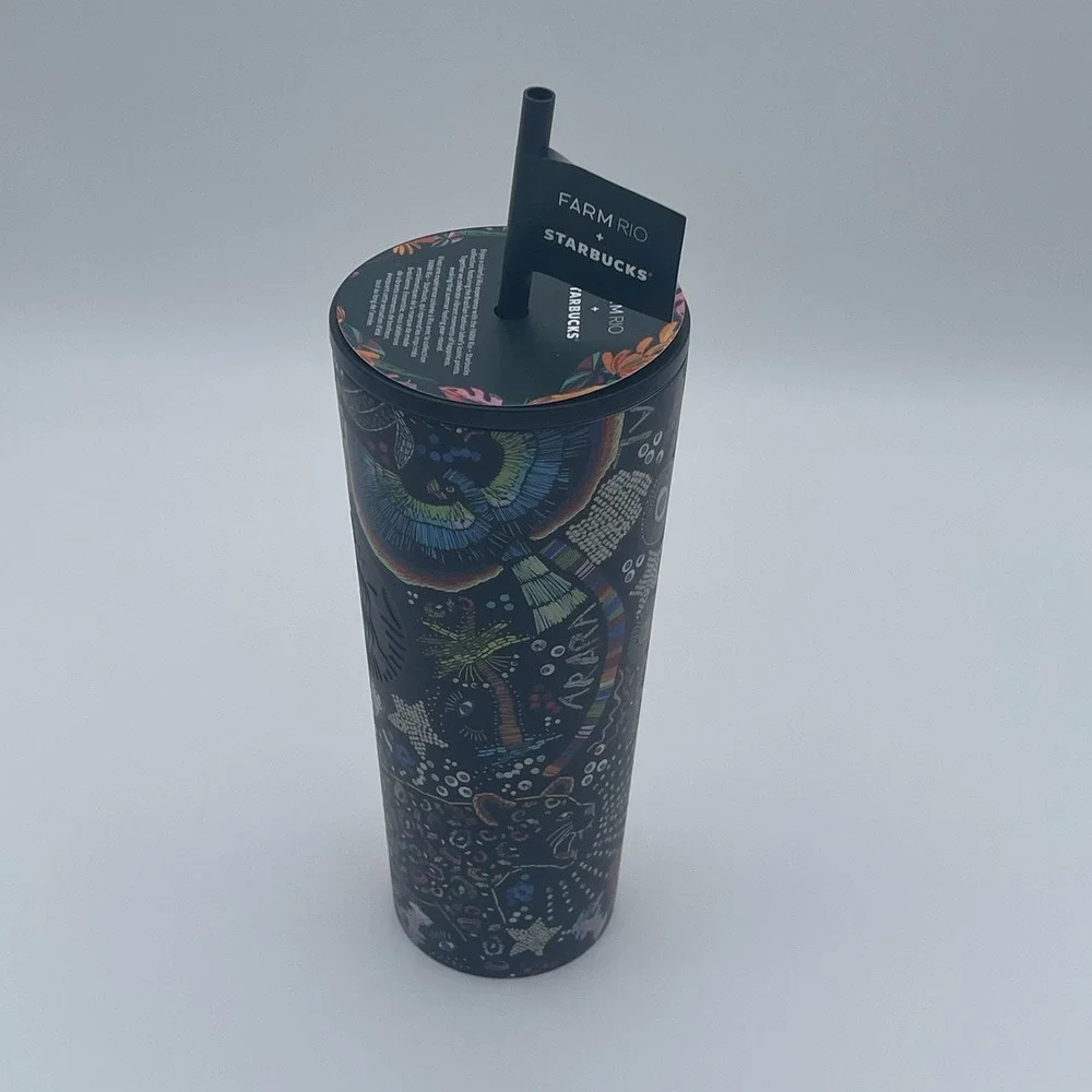 Starbucks X Farm Rio Tumbler Borogodo 24 Oz Graphic Print Colorful Stainless NEW